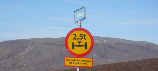 Þungatakmarkanir eru í gildi frá 1. apríl – 20.maí 2019