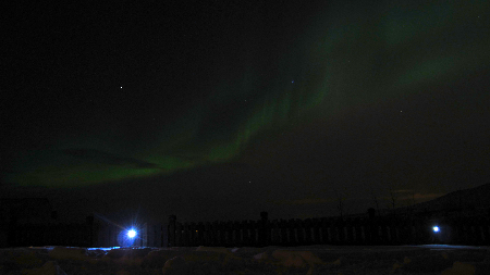 Norðurljósin fögur í Kerhrauninu